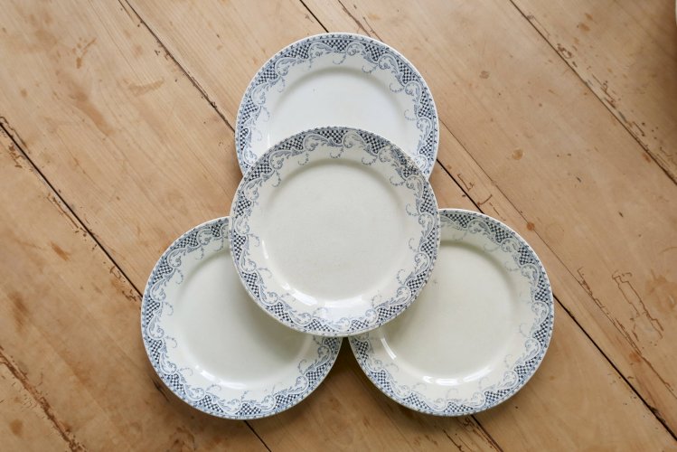 4 assiettes à dessert terre de fer Sarreguemines U&C modèle Luchon
