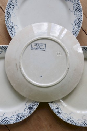 4 assiettes à dessert terre de fer Sarreguemines U&C modèle Luchon