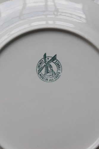 4 assiettes à dessert vintage faïence ivoire Moulin des Loups - Marli chant