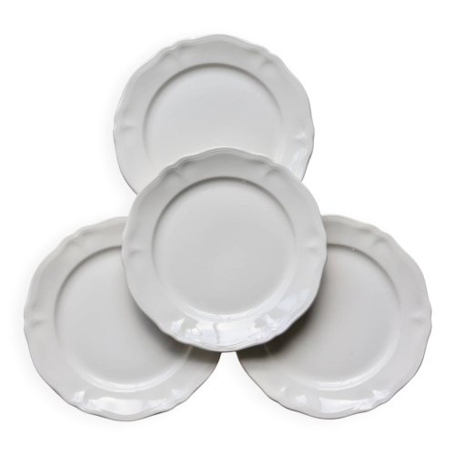 4 assiettes à dessert vintage faïence ivoire Moulin des Loups - Marli chant