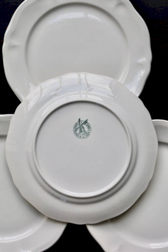 4 assiettes à dessert vintage faïence ivoire Moulin des Loups - Marli chant