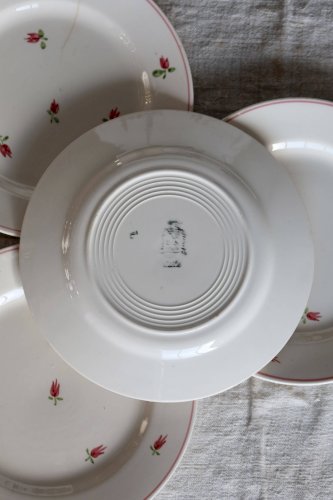 4 assiettes à dessert vintage faïence - Motif petites fleurs