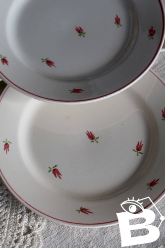 4 assiettes à dessert vintage faïence - Motif petites fleurs