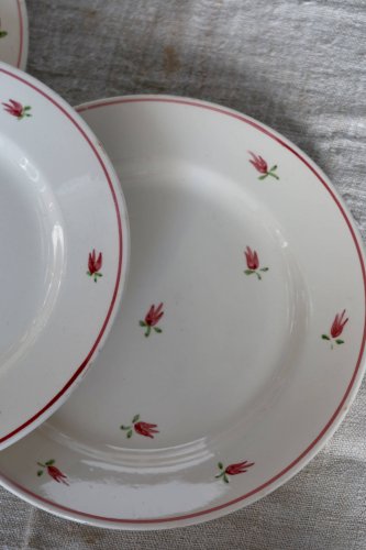 4 assiettes à dessert vintage faïence - Motif petites fleurs