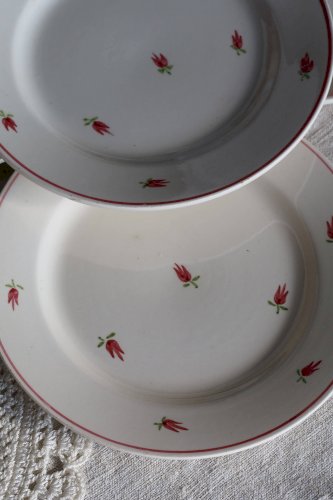 4 assiettes à dessert vintage faïence - Motif petites fleurs