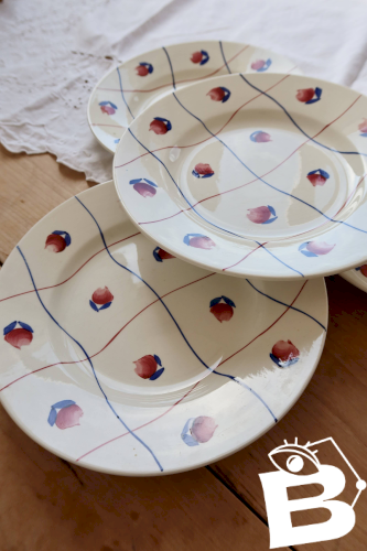 4 assiettes à dessert vintage Gien - Modèle Chevreuse