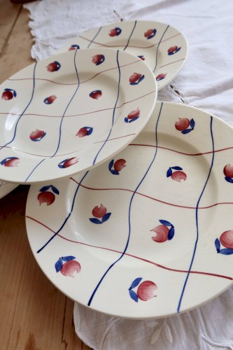 4 assiettes à dessert vintage Gien - Modèle Chevreuse