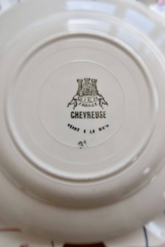 4 assiettes à dessert vintage Gien - Modèle Chevreuse