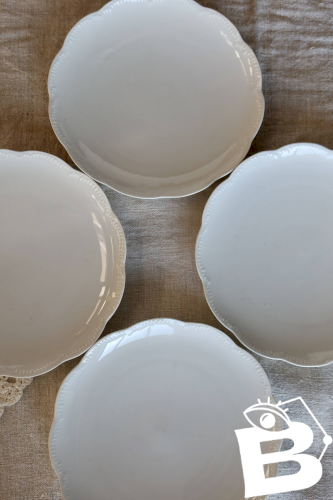 4 assiettes à dessert vintage porcelaine blanche Haviland Limoges