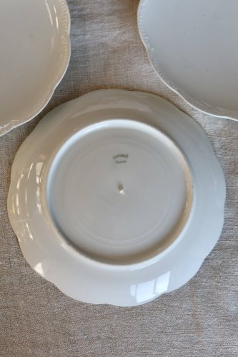 4 assiettes à dessert vintage porcelaine blanche Haviland Limoges