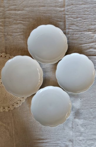 4 assiettes à dessert vintage porcelaine blanche Haviland Limoges