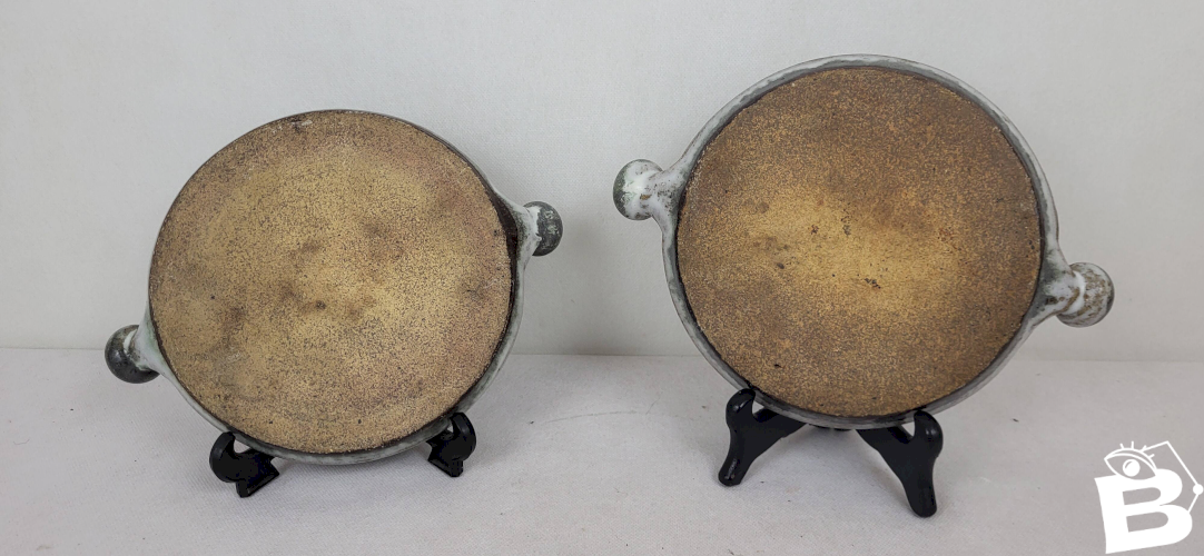 4 assiettes à escargots en grès