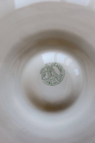 4 assiettes à huîtres vintage Moulin des Loups faïence dégradé bleu gris