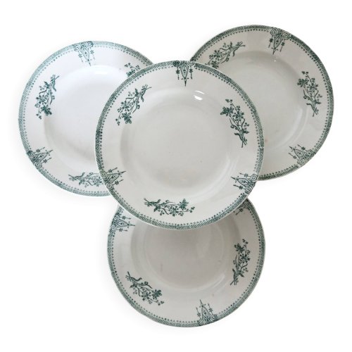 4 assiettes creuses anciennes terre de fer Saint Amand XIXème