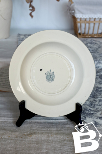 4 assiettes creuses antiques Moulin des Loups Lavallière  - Liseré fleuri -