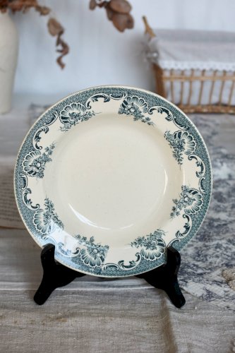 4 assiettes creuses antiques Moulin des Loups Lavallière  - Liseré fleuri -