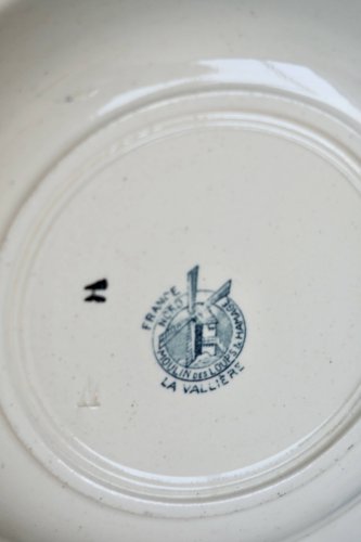 4 assiettes creuses antiques Moulin des Loups Lavallière  - Liseré fleuri -