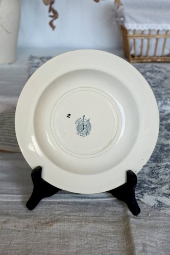 4 assiettes creuses antiques Moulin des Loups Lavallière  - Liseré fleuri -