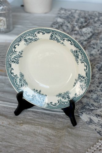 4 assiettes creuses antiques Moulin des Loups Lavallière  - Liseré fleuri -