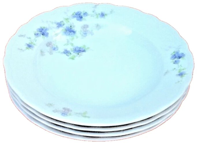 4 assiettes creuses Porcelaine blanche décor floral Porcelaine Ancap Sona Verona Italy 