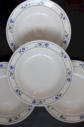 4 assiettes creuses vintage faïence de Céranord Saint-Amand