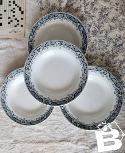 4 assiettes creuses vintage terre de fer modèle Maroc - Moulin des Loups