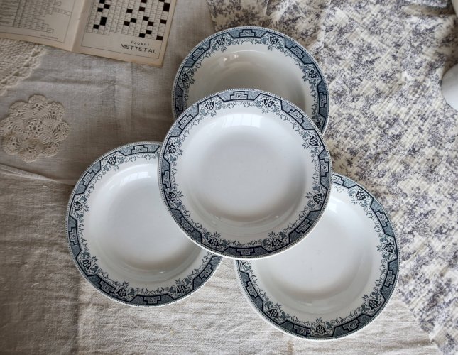 4 assiettes creuses vintage terre de fer modèle Maroc - Moulin des Loups