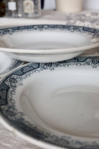 4 assiettes creuses vintage terre de fer modèle Maroc - Moulin des Loups