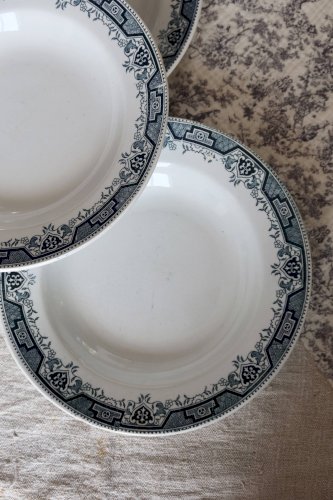 4 assiettes creuses vintage terre de fer modèle Maroc - Moulin des Loups