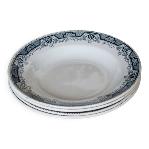 4 assiettes creuses vintage terre de fer modèle Maroc