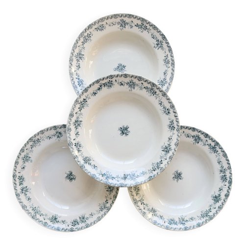 4 assiettes creuses vintage terre de fer Saint-Amand & Hamage - Argenton