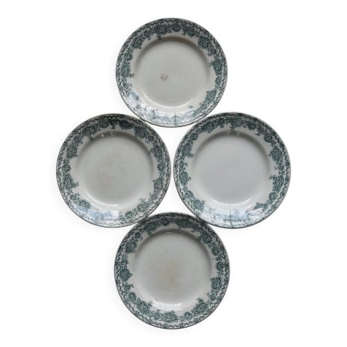 4 assiettes plates anciennes terre de fer – Modèle Argenton Saint Amand