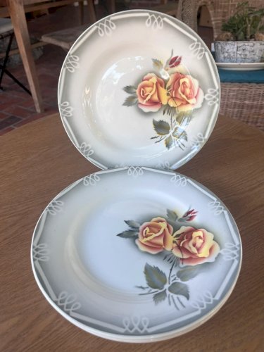 4 assiettes plates Digoin Sarreguemines modèle Adèle