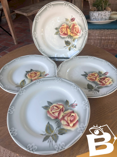 4 assiettes plates Digoin Sarreguemines modèle Adèle