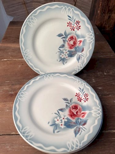 4 assiettes plates Digoin Sarreguemines modèle Olga