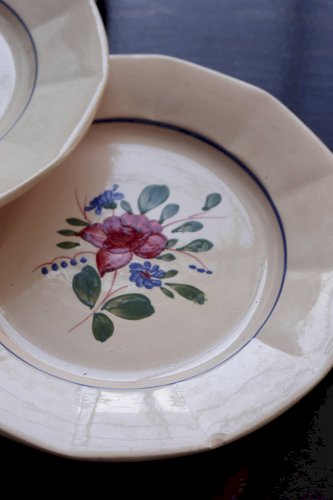 4 assiettes plates vintage Digoin Sarreguemines 9177 – Faïence rose
