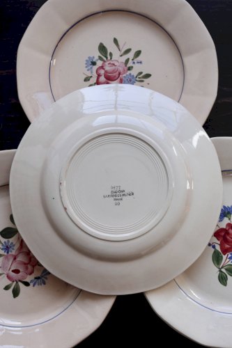 4 assiettes plates vintage Digoin Sarreguemines 9177 – Faïence rose