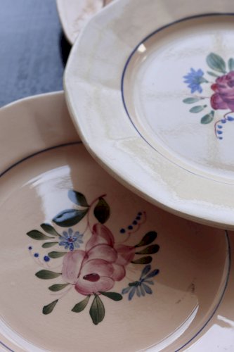 4 assiettes plates vintage Digoin Sarreguemines 9177 – Faïence rose