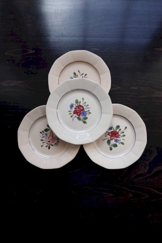 4 assiettes plates vintage Digoin Sarreguemines 9177 – Faïence rose