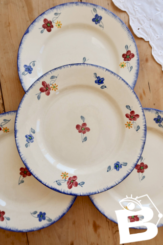 4 assiettes plates vintage Digoin Sarreguemines modèle Mary-Lou