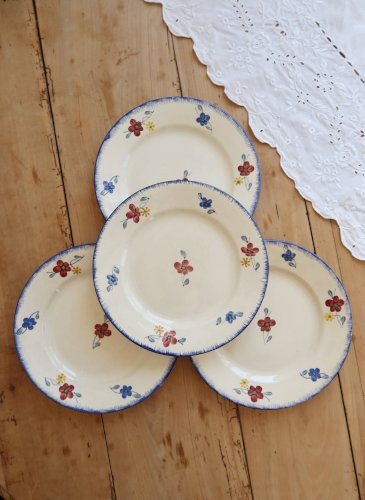 4 assiettes plates vintage Digoin Sarreguemines modèle Mary-Lou