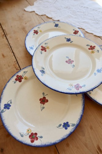 4 assiettes plates vintage Digoin Sarreguemines modèle Mary-Lou