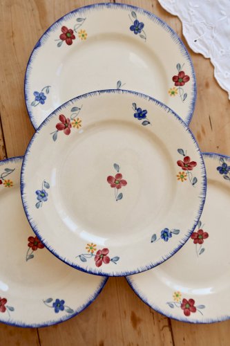 4 assiettes plates vintage Digoin Sarreguemines modèle Mary-Lou
