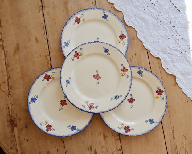 4 assiettes plates vintage Digoin Sarreguemines modèle Mary-Lou
