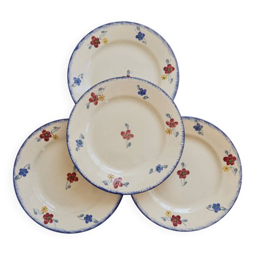 4 assiettes plates vintage Digoin Sarreguemines modèle Mary-Lou