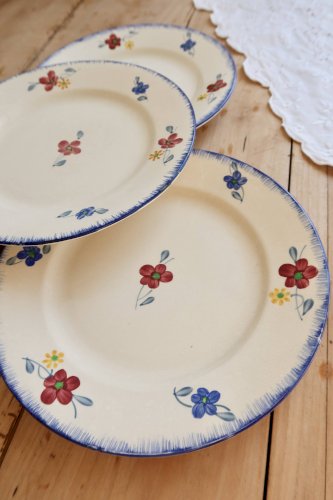 4 assiettes plates vintage Digoin Sarreguemines modèle Mary-Lou