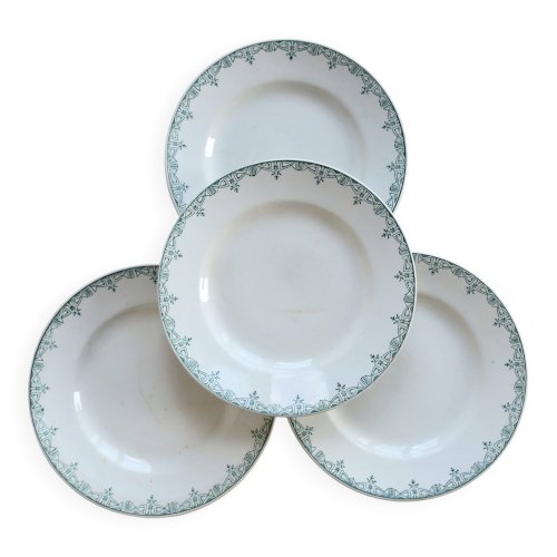 4 assiettes plates vintage en terre de fer Saint-Amand – Modèle 4004