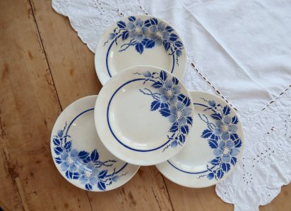 4 vintage ironstone plates Églantine - Moulin des Loups