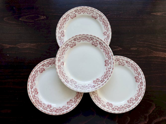 4 assiettes plates vintage terre de fer - Moulin des Loups - Modèle Athènes