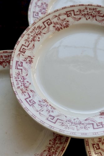 4 assiettes plates vintage terre de fer - Moulin des Loups - Modèle Athènes